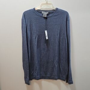 Dylan Gray Mens Blue Wool Silk Cashmere Blend Lightweight Sweater XL NWT